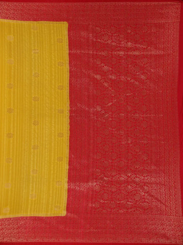 Yellow Stripes Designed Banarasi Silk Saree - Diadem