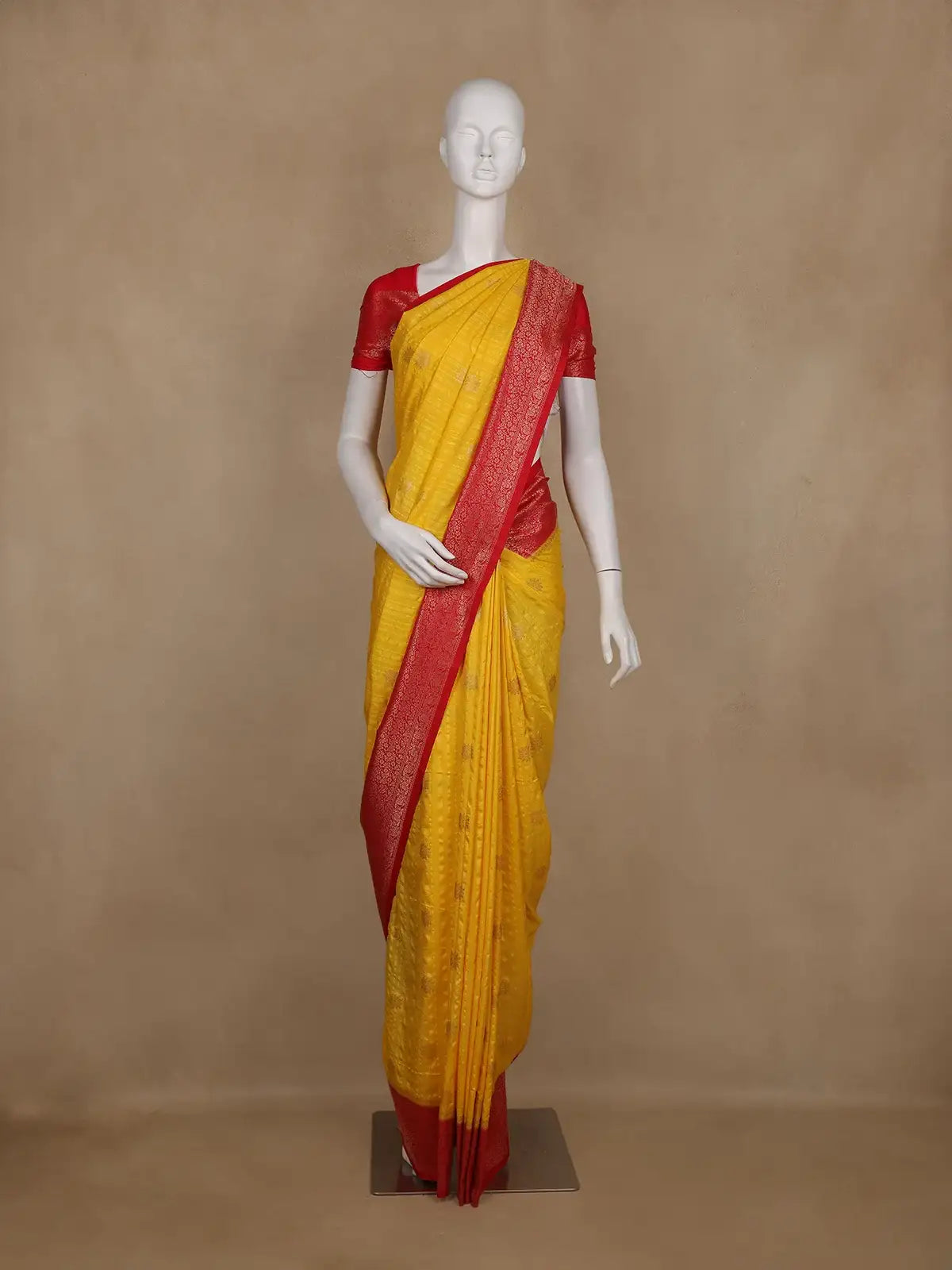 Yellow Stripes Designed Banarasi Silk Saree - Diadem