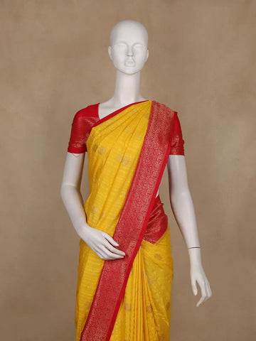 Yellow Stripes Designed Banarasi Silk Saree - Diadem