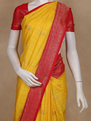Yellow Stripes Designed Banarasi Silk Saree - Diadem