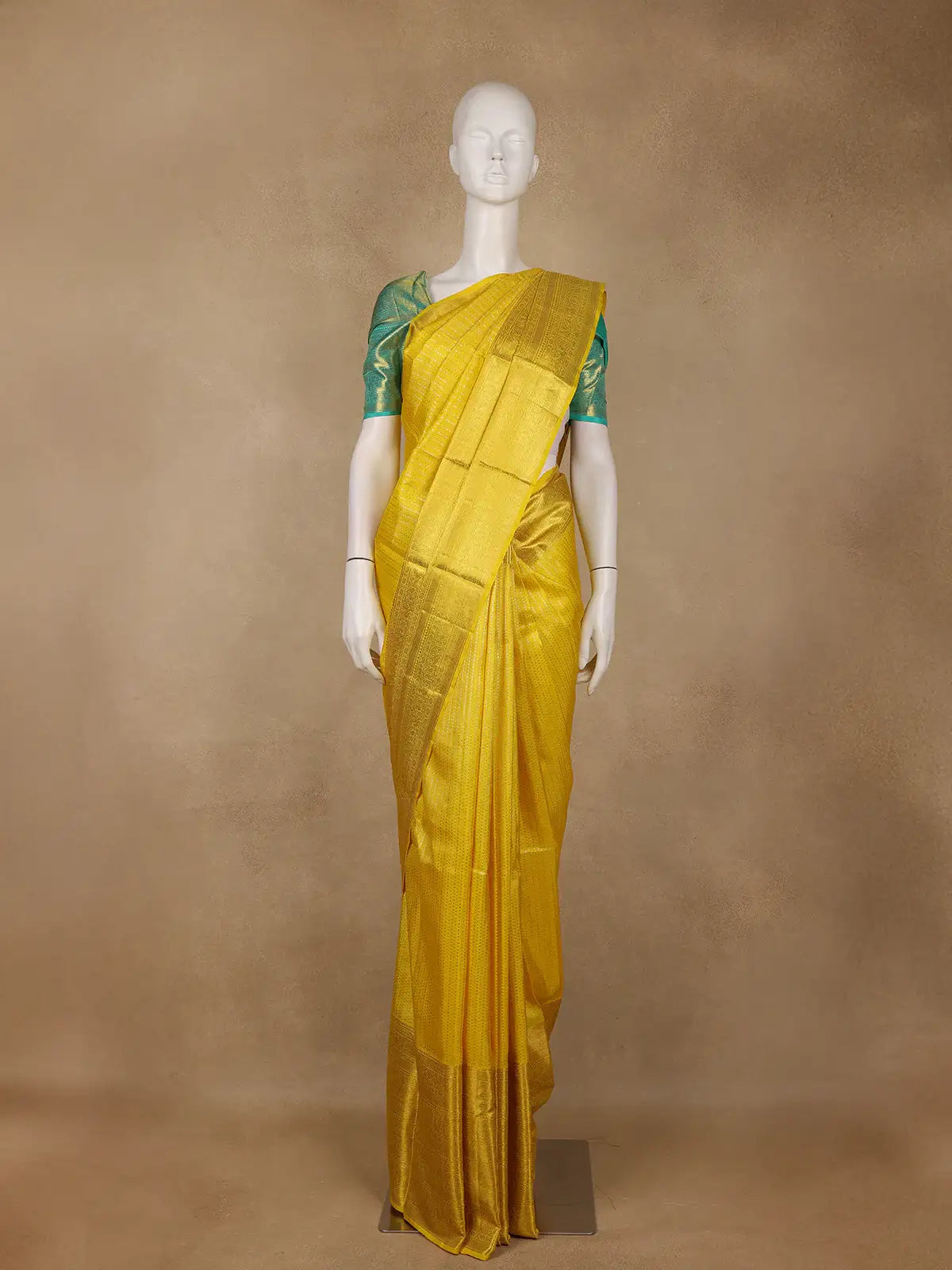 Yellow Stripes Zari Designed Silk Saree - Diadem