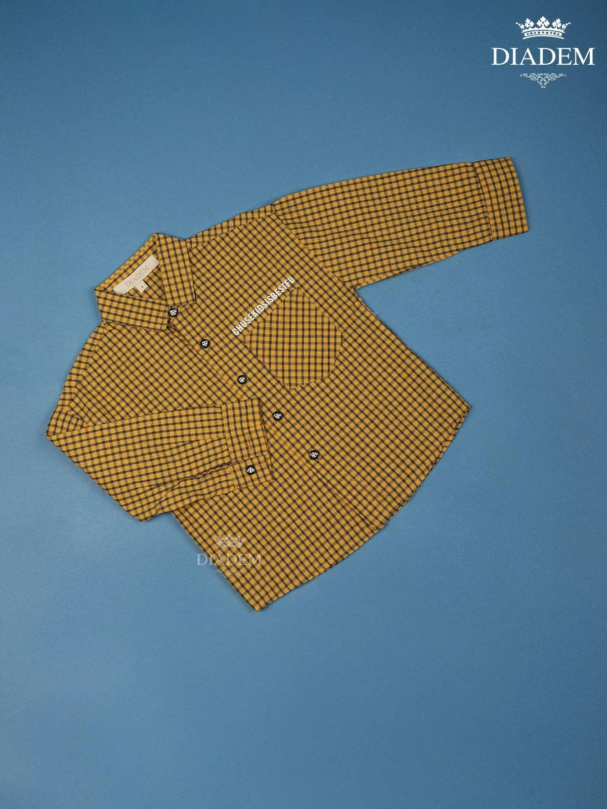 Yellow Checked Full Sleeve Cotton Shirt - Diadem