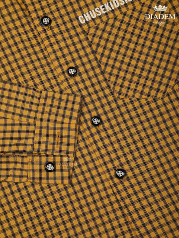 Yellow Checked Full Sleeve Cotton Shirt - Diadem