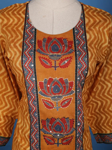 Yellow Cotton Floral Printed Salwar Suit - Diadem