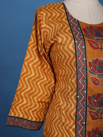 Yellow Cotton Floral Printed Salwar Suit - Diadem