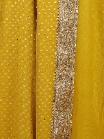 Yellow Dotted Design Georgette Anarkali Salwar Suit - Diadem