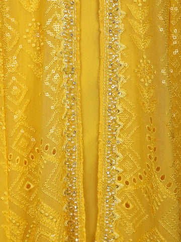 Yellow Embroidered Layered Georgette Salwar Suit - Diadem