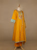 Yellow Floral And Paisley Embroidered Semi Silk Straight Cut Salwar Suit - Diadem