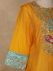 Yellow Floral And Paisley Embroidered Semi Silk Straight Cut Salwar Suit - Diadem
