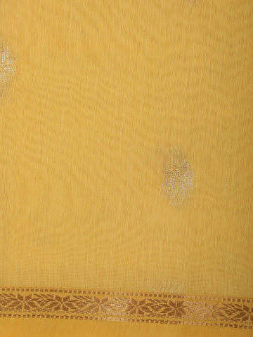 Yellow Floral Butta Fancy Cotton Saree - Diadem