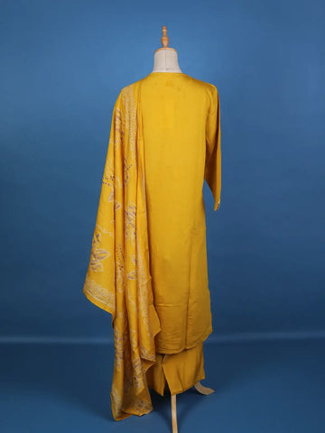Yellow Floral Designed Cotton Salwar Suit - Diadem