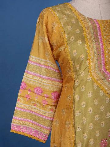 Yellow Floral Design Printed Cotton Salwar Suit - Diadem