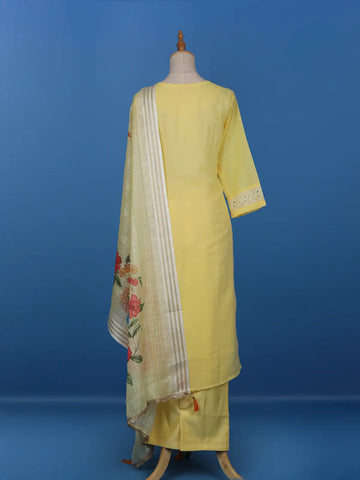 Yellow Floral Designed Cotton Salwar Suit - Diadem