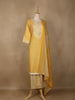 Yellow Floral Designed Cotton Straight Cut Salwar Suit - Diadem