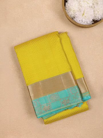 Yellow Floral Woven Pure Kanchipuram Silk Saree - Diadem