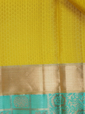 Yellow Floral Woven Pure Kanchipuram Silk Saree - Diadem