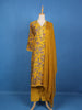 Yellow Floral Designed Raw Silk Salwar Suit - Diadem