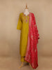 Yellow Floral Designed Semi Silk Salwar Suit - Diadem