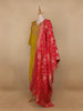 Yellow Floral Designed Semi Silk Salwar Suit - Diadem