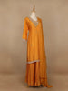Yellow Floral Designed Semi Silk Sharara Salwar Suit - Diadem