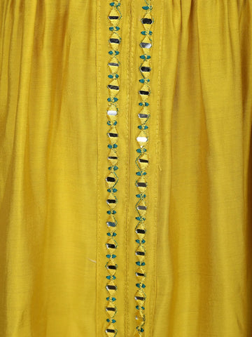 Yellow Floral Designed Semi Silk Salwar Suit - Diadem