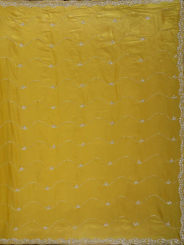 Yellow Floral Embroidered Organza Designer Saree - Diadem