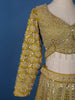Yellow Floral Embroidered Semi Silk Lehenga for Brides - Diadem