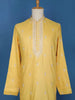 Yellow Floral Embroidery Cotton Kurta Set With Pant - Diadem