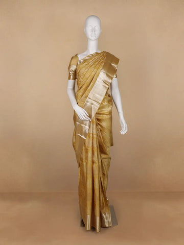 Yellow Floral and Leaf Woven Pure Kanchipuram Silk Saree - Diadem