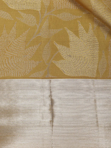 Yellow Floral and Leaf Woven Pure Kanchipuram Silk Saree - Diadem