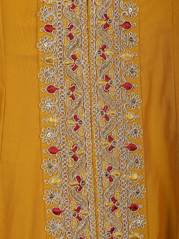 Yellow Sequins Embllishment Printed Semi Silk Salwar Suit - Diadem