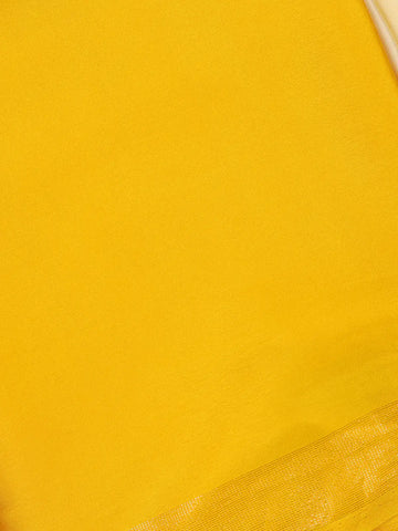 Yellow Solid Design Satin Saree - Diadem