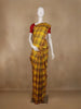 Yellow with Multicolor Checks Woven Pure Kanchipuram Silk Saree - Diadem