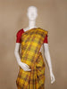Yellow with Multicolor Checks Woven Pure Kanchipuram Silk Saree - Diadem
