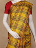 Yellow with Multicolor Checks Woven Pure Kanchipuram Silk Saree - Diadem