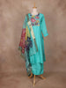 Aqua Blue Semi Silk Salwar Suit with Embroidery - Diadem