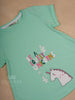 Aqua Green Cotton Half Sleeve T-Shirt with Unicorn Designs for Girls - Diadem
