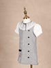 Grey Cotton Frock Adorned with Black Buttons and Peter Pan Collar for Girls - Diadem