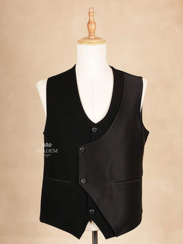 Black Coat Suit Set with Floral and Bird Embroidery - Diadem