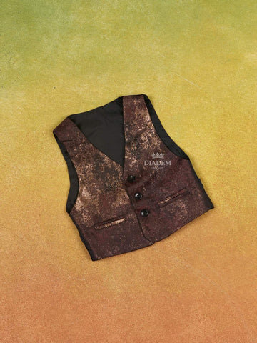 Brown Coat Suit with Glitter Designs and Attached With Bow - Diadem
