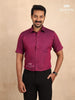 Solid Burgundy Cotton Half Sleeve Shirt - Diadem