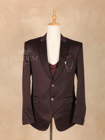 Burgundy Solid Men's Suit - Diadem