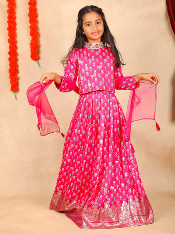 Queen Pink Floral Printed Lehenga - Diadem