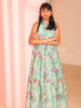 Aqua Green Floral Printed Gown - Diadem