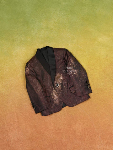 Brown Coat Suit with Glitter Designs and Attached With Bow - Diadem