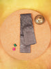 Dark grey Pure Kanchipuram Silk Saree with Floral Design on the Body and with Matching Border - Diadem