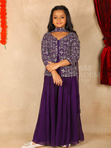 Dark Purple Georgette Palazzo Salwar Suit Online - Diadem