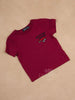 Dark Red Cotton Half Sleeve T-Shirt With Embroidery Designs for Boys - Diadem