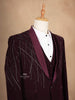 Dark Red Coat Suit Set with Embroidery Designs - Diadem