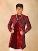 Dark Red Embroidered Sherwani and Pant Set - Diadem